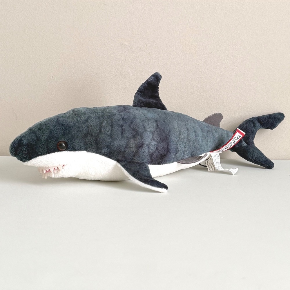 Douglas Cuddle Toy Blue Shark Plush Realistic Stuffed Animal 17"